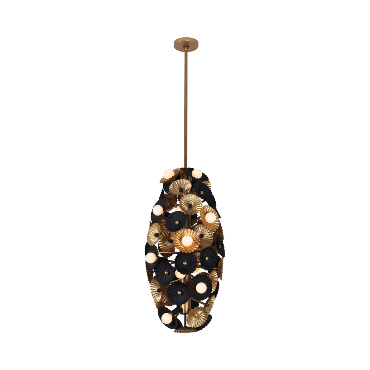 Damask Foyer Pendant Light in Matte Black.