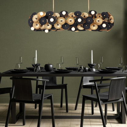 Damask Linear Pendant Light in dining room.