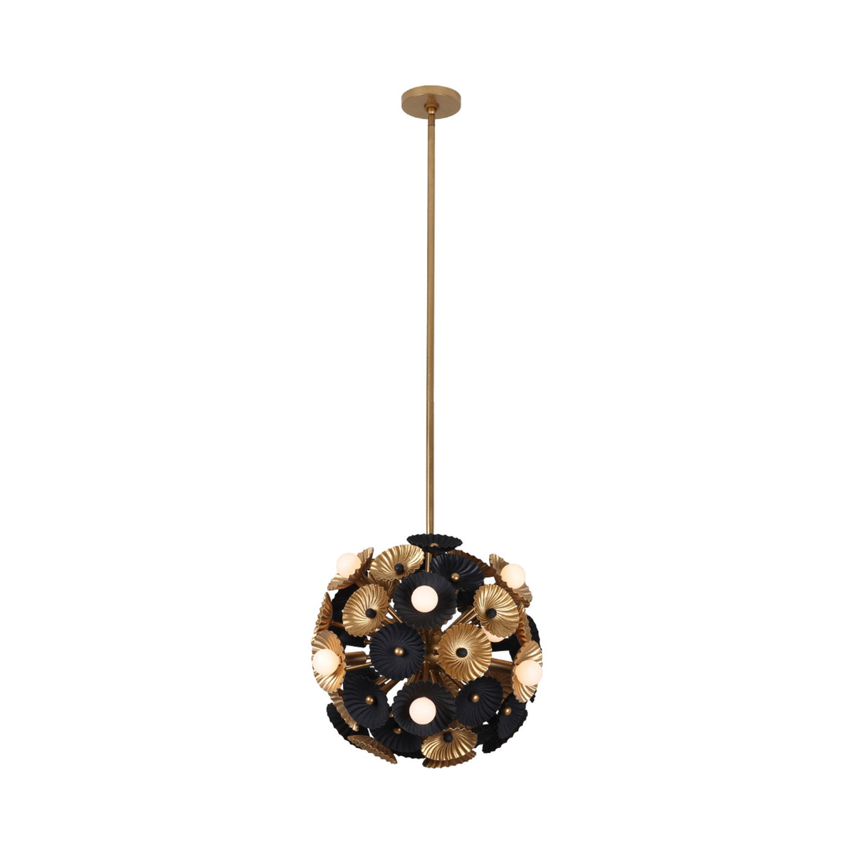 Damask Semi Flush Mount Ceiling Light in Matte Black.