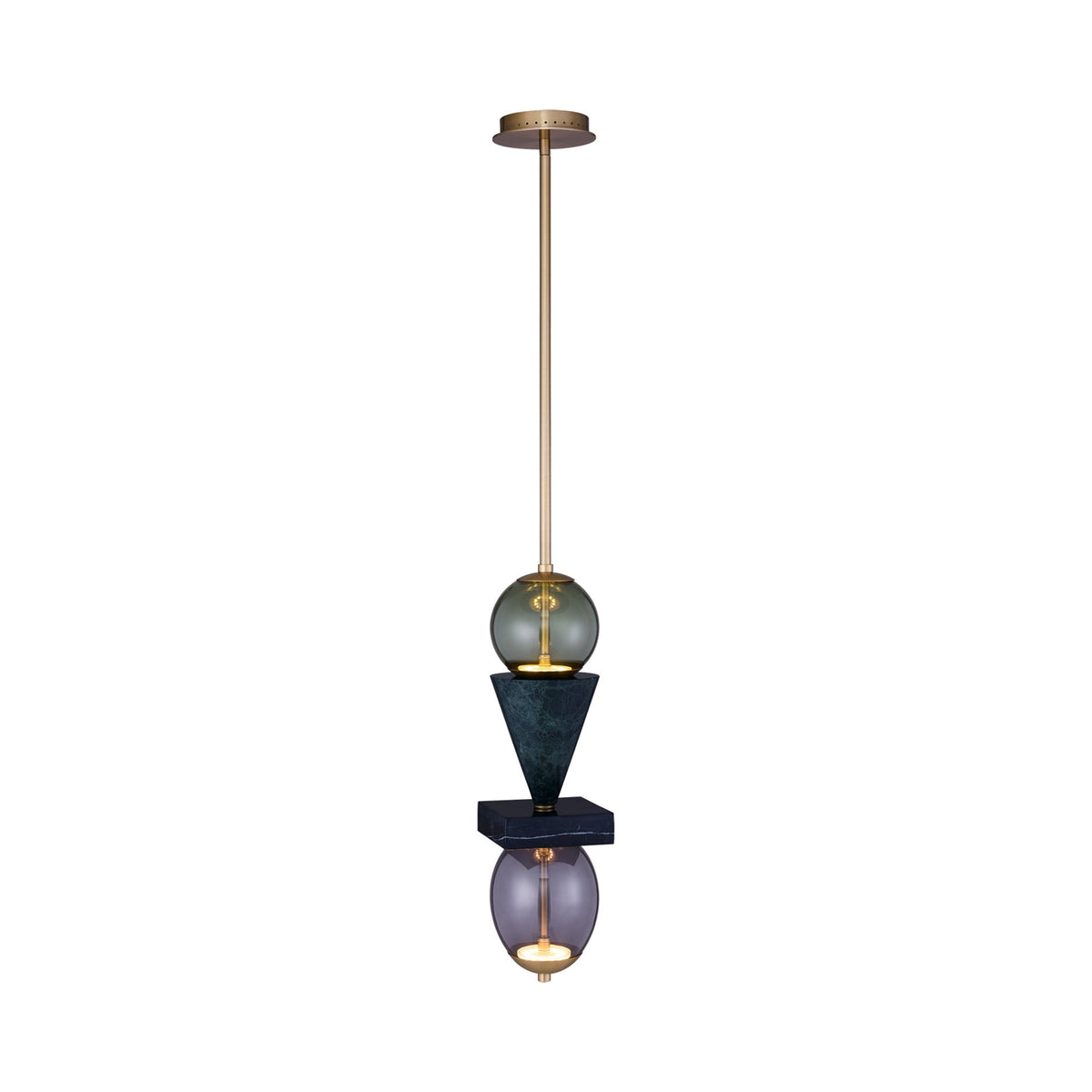 Demi LED Pendant Light in Green Marble.
