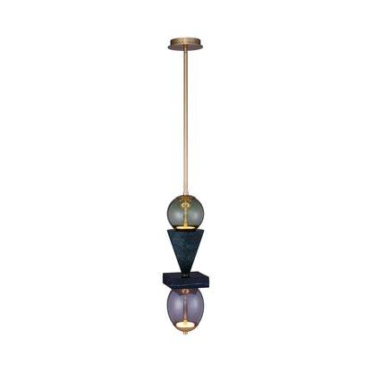 Demi LED Pendant Light in Green Marble.