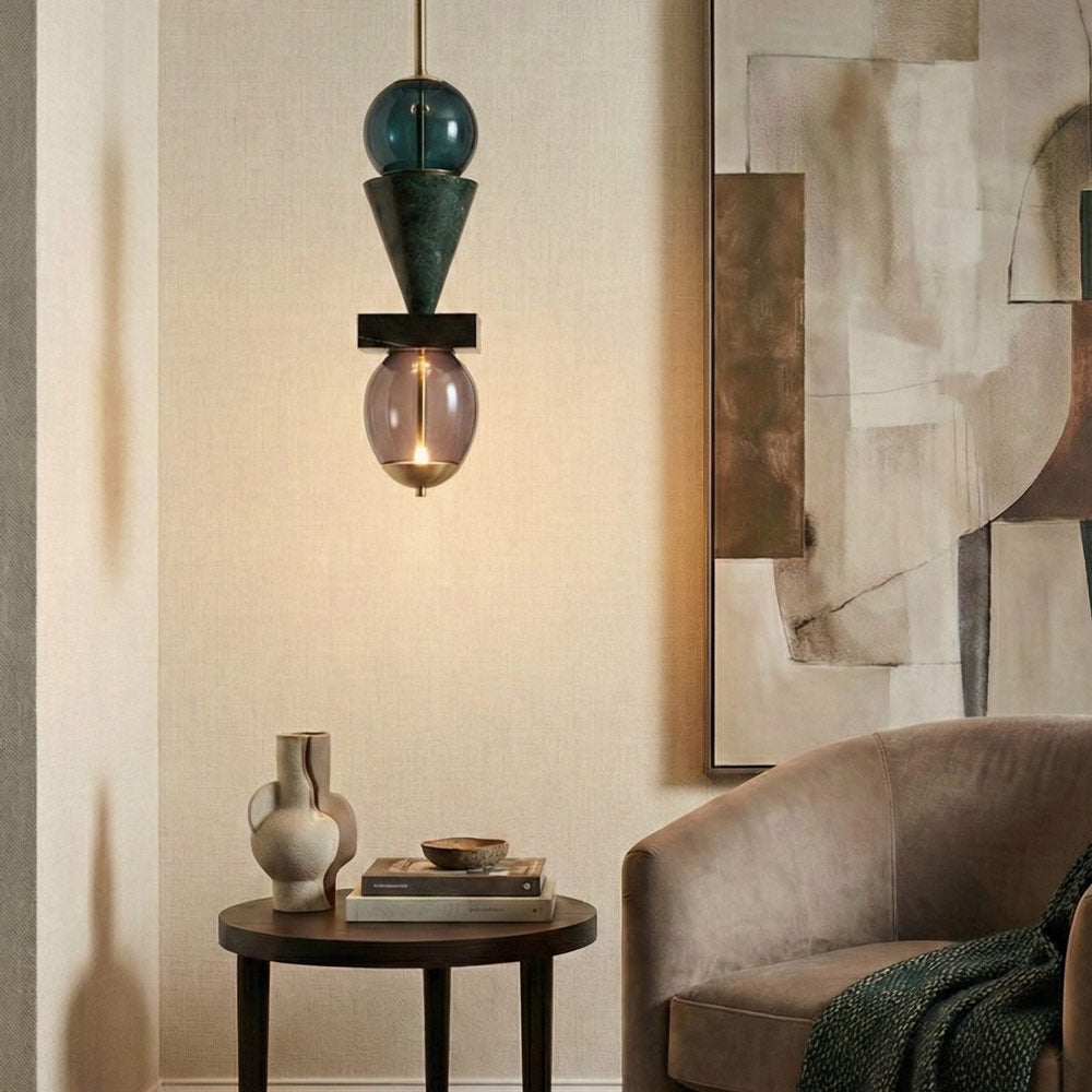 Demi LED Pendant Light in living room.