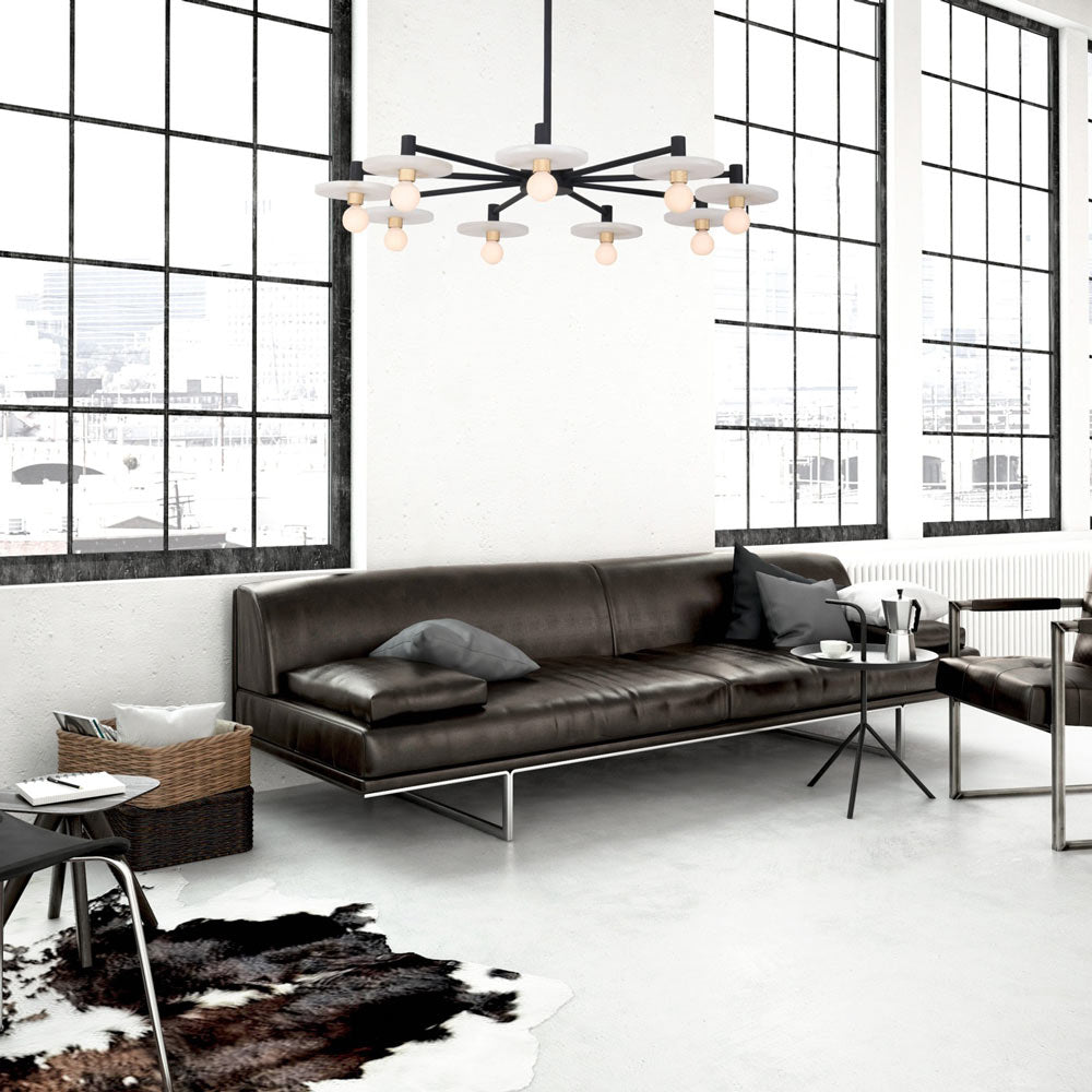 Discus Chandelier in living room.