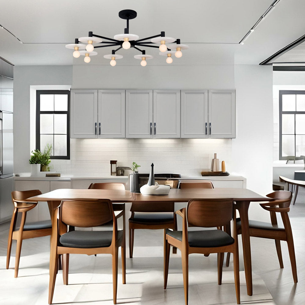 Discus Chandelier in dining room.