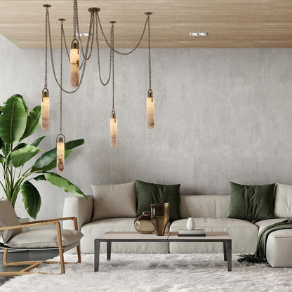 Flint LED Multi Light Pendant Light in living room.