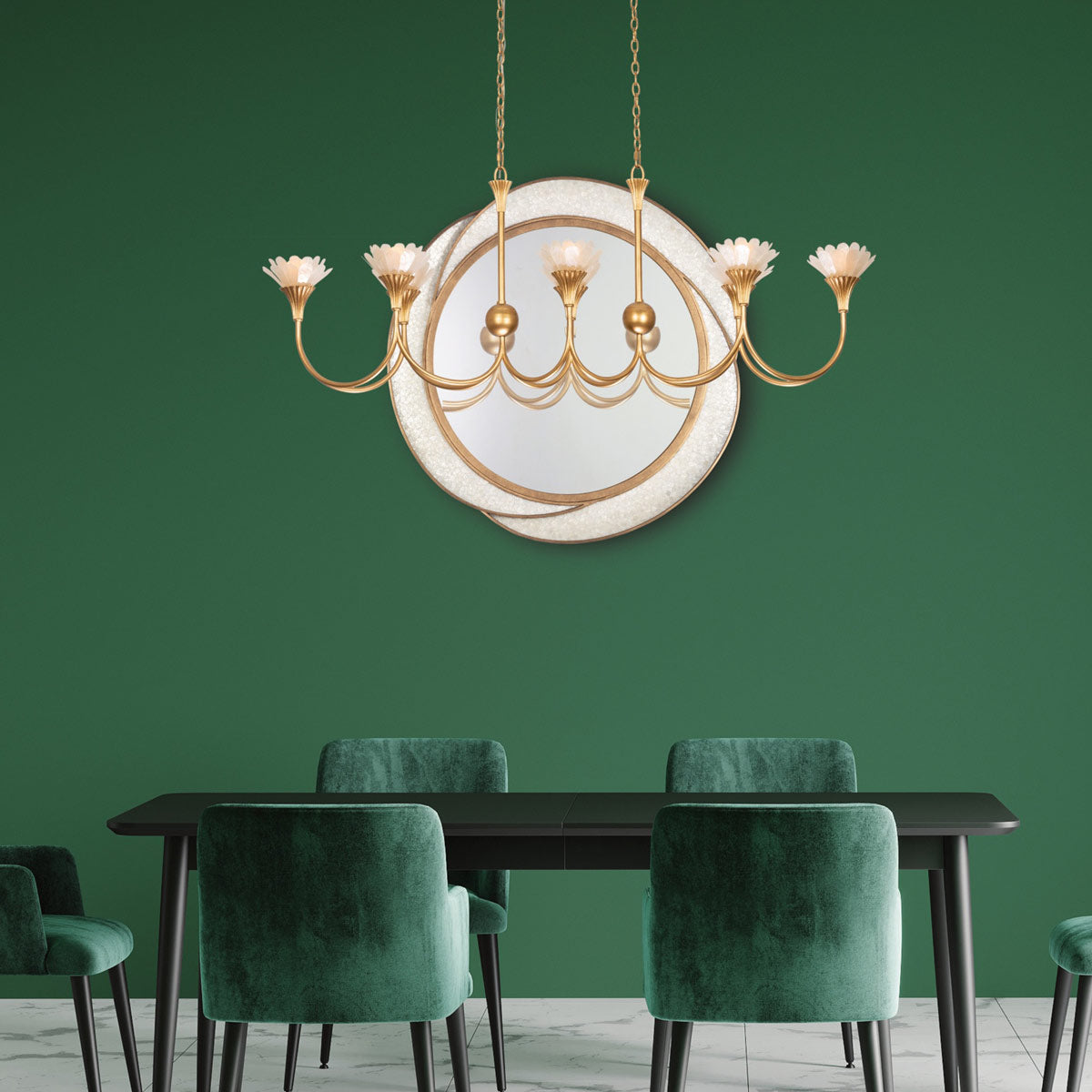 Flora Linear Pendant Light in dining room.