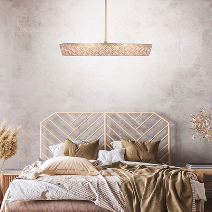 Geo LED Pendant Light in bedroom.