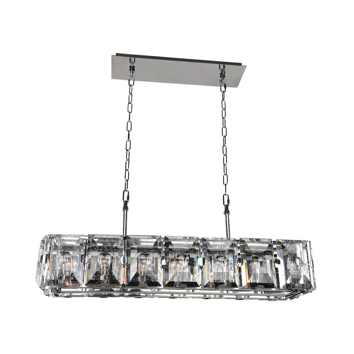 Giada Linear Pendant Light in Polished Stainless Steel.