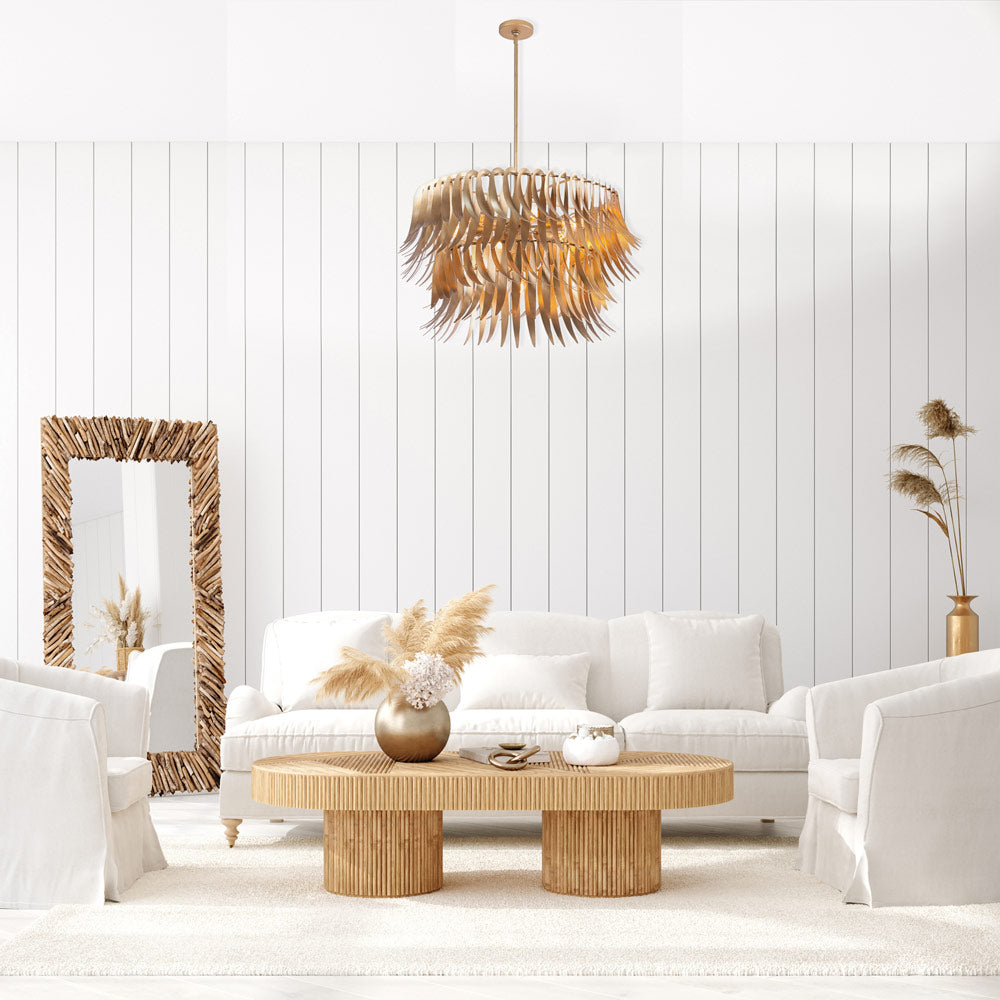 Grace Tiered Chandelier in living room.