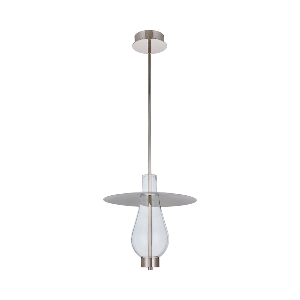 Hugo LED Pendant Light in Polished Nickel.