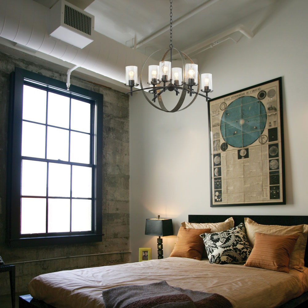 Irvine Chandelier in bedroom.