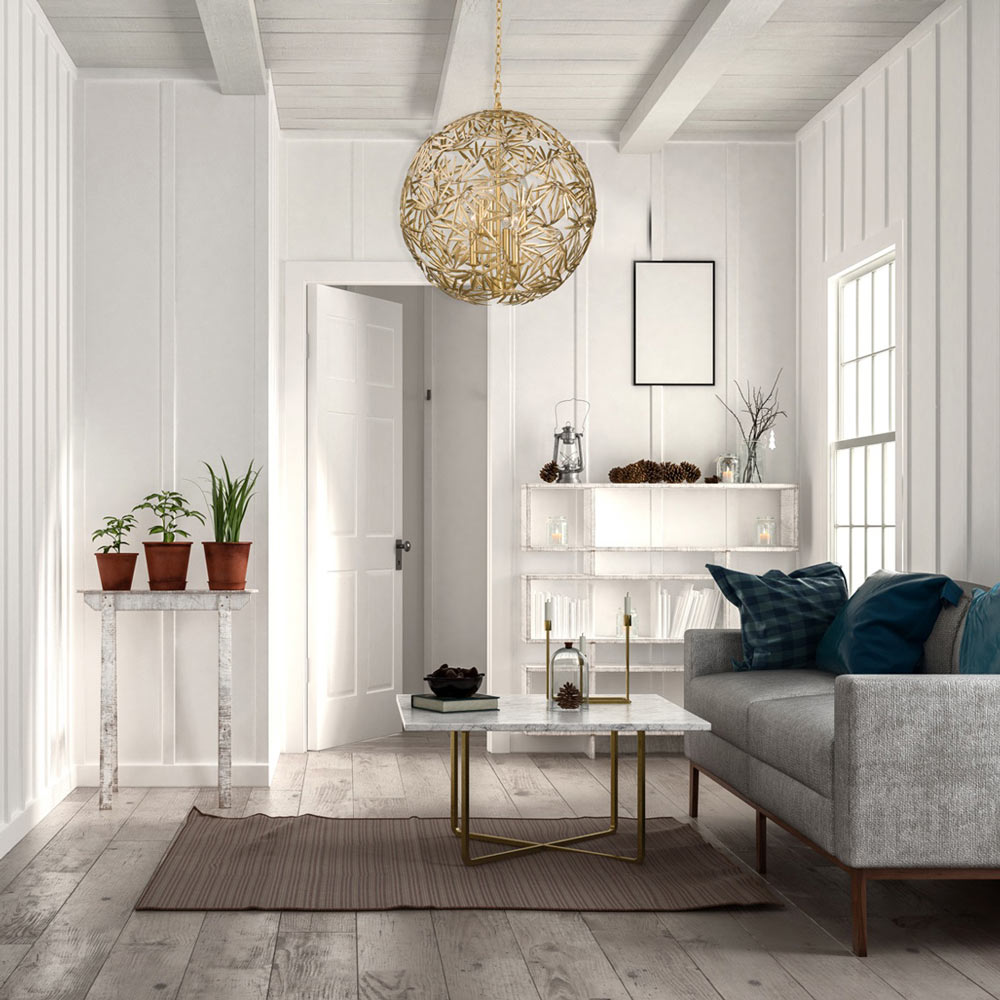Jardin Chandelier in living room.