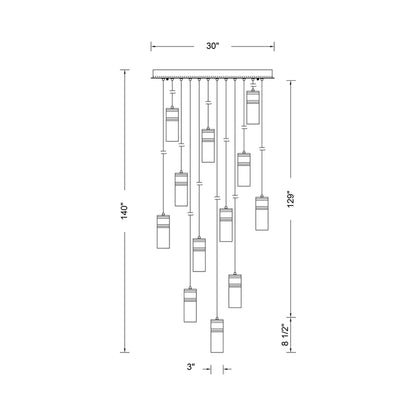 Kiriko LED Pendant Light - line drawing.