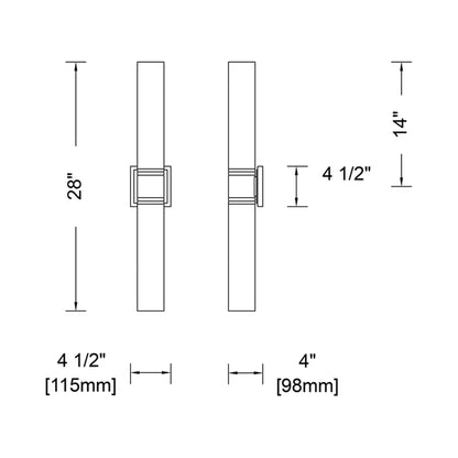 Kiriko LED Wall Light - line drawing.