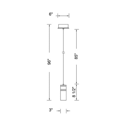 Kiriko Single LED Pendant Light - line drawing.