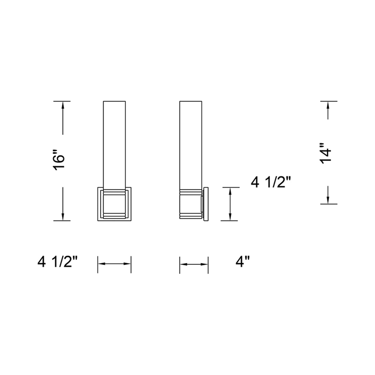 Kiriko Single LED Wall Light - line drawing.