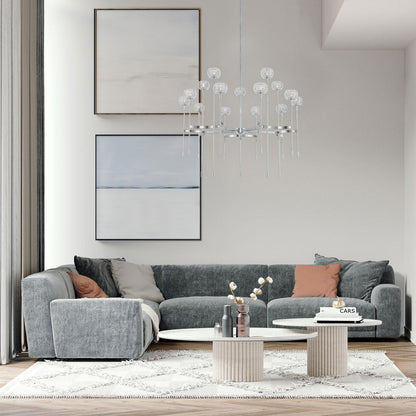 Mae Tiered Chandelier in living room.