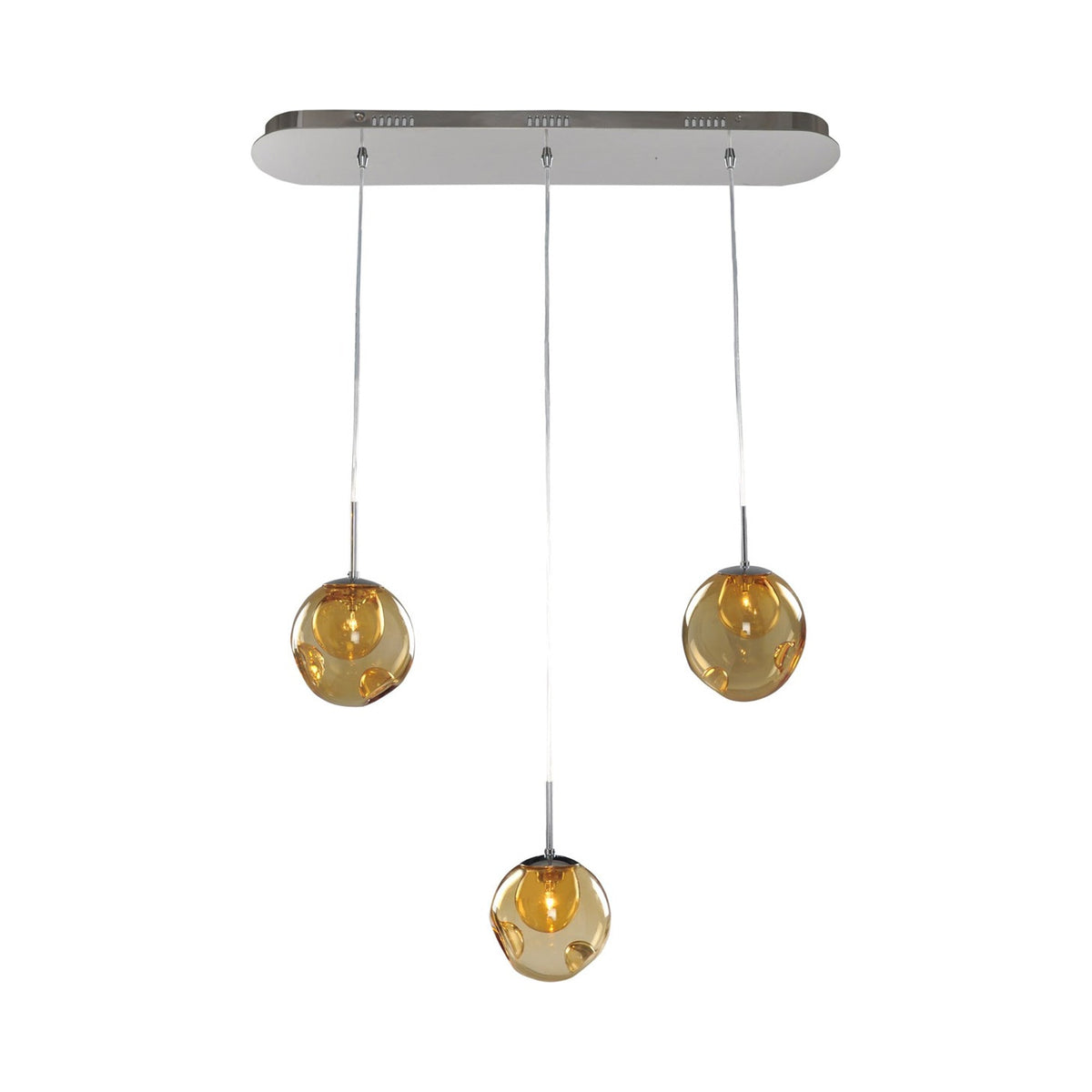 Meteor Linear Pendant Light in Amber.