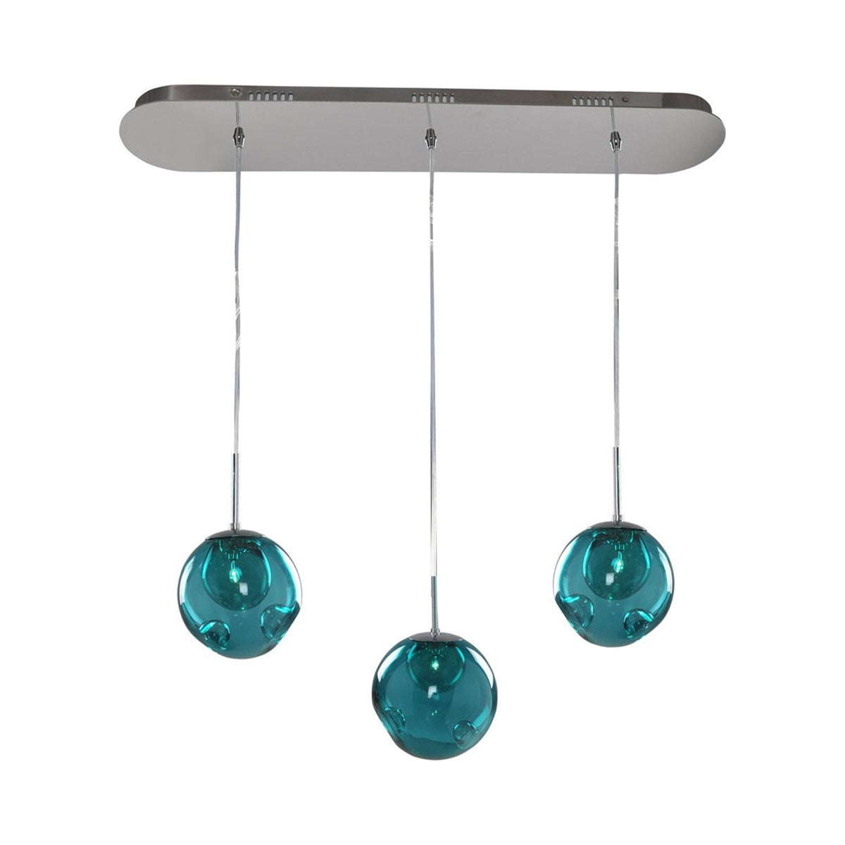 Meteor Linear Pendant Light in Aqua.