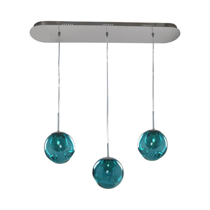 Meteor Linear Pendant Light in Aqua.