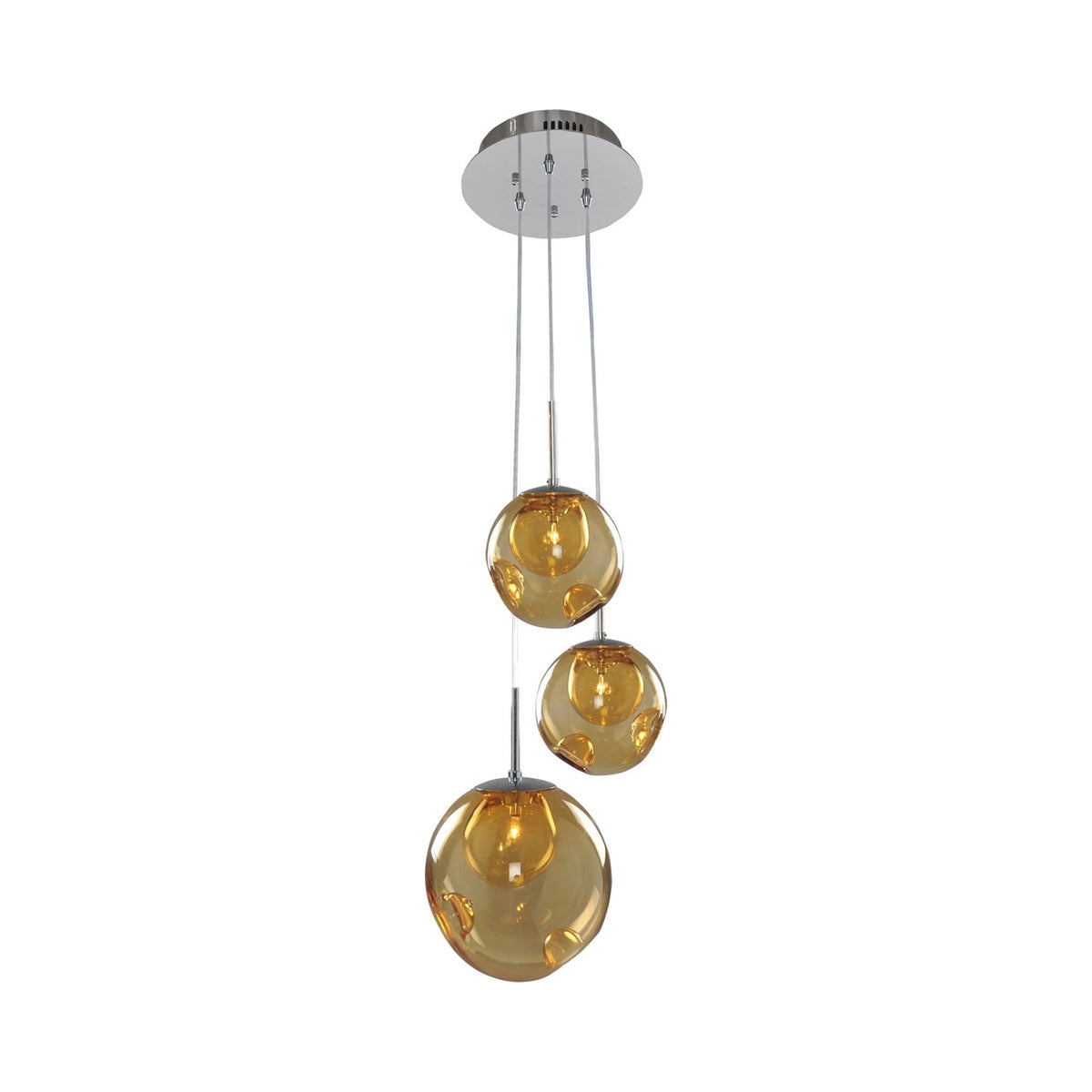 Meteor Multi Light Pendant Light in Amber (3-Light).