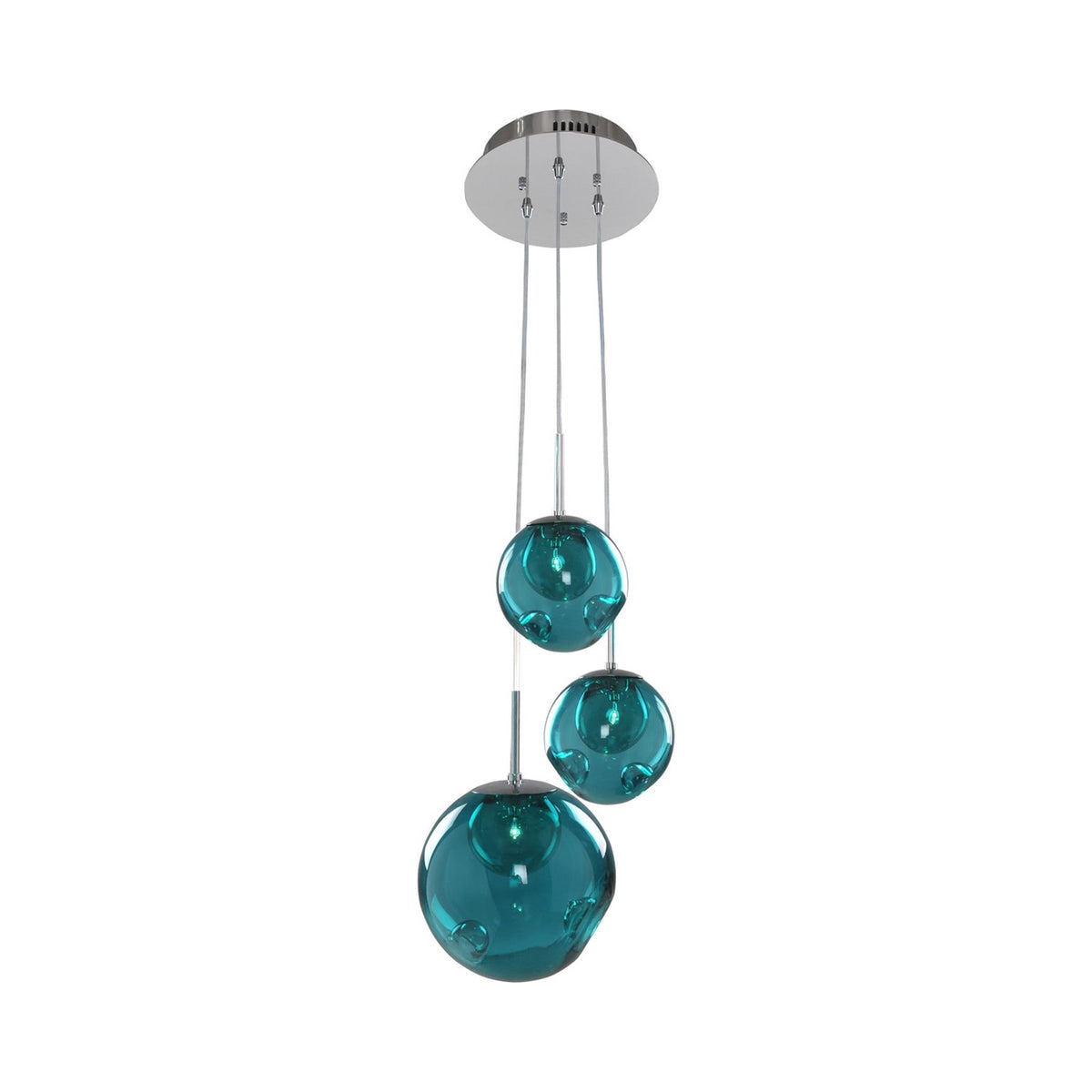Meteor Multi Light Pendant Light in Aqua (3-Light).