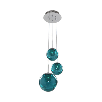 Meteor Multi Light Pendant Light in Aqua (3-Light).