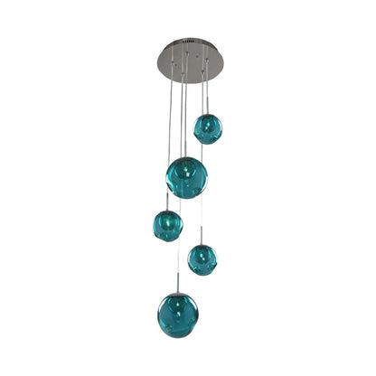 Meteor Multi Light Pendant Light in Aqua (5-Light).