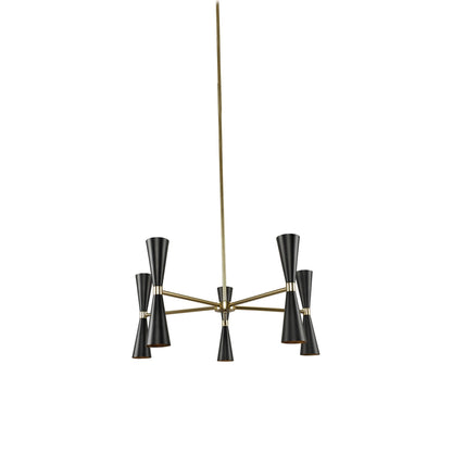 Milo Chandelier in Matte Black/Vintage Brass (5-Arm).