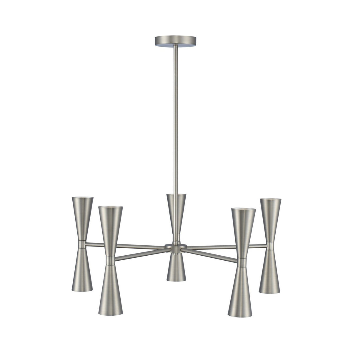 Milo Chandelier in Satin Nickel (5-Arm).