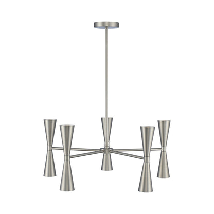 Milo Chandelier in Satin Nickel (5-Arm).