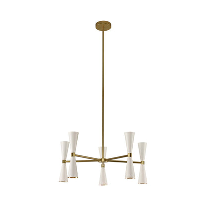 Milo Chandelier in White/Vintage Brass (5-Arm).