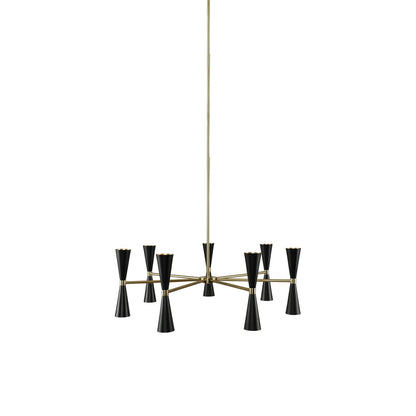 Milo Chandelier in Matte Black/Vintage Brass (7-Arm).