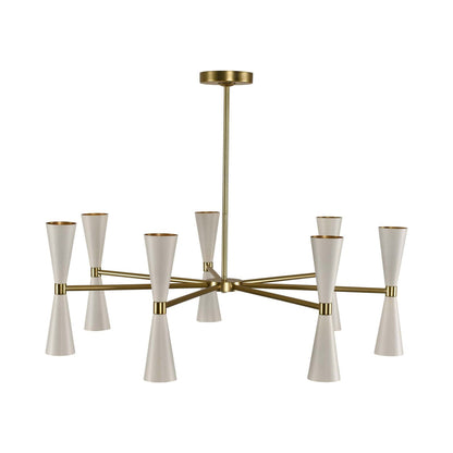 Milo Chandelier in White/Vintage Brass (7-Arm).