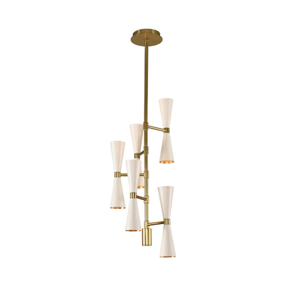 Milo Foyer Chandelier in White/Vintage Brass.