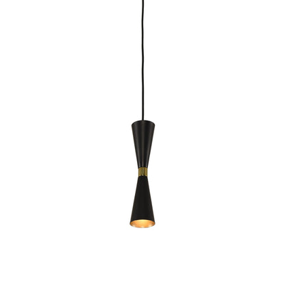 Milo Pendant Light in Matte Black/Vintage Brass.