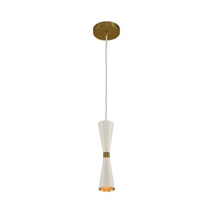 Milo Pendant Light in White/Vintage Brass.