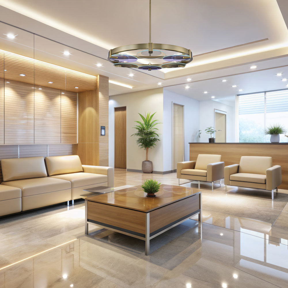 Optics Chandelier in living room.