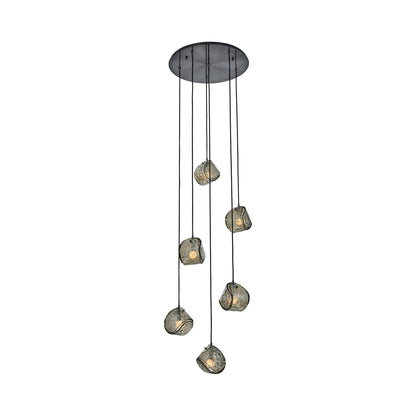 Pallina Multi Light Pendant Light in Satin Black Nickel/Black (6-Light).