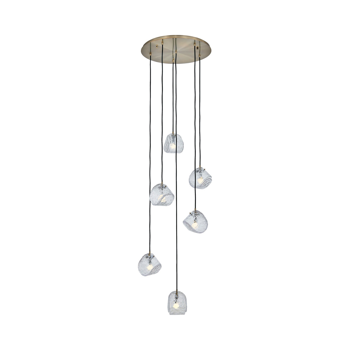 Pallina Multi Light Pendant Light in Winter Brass/Black (6-Light).