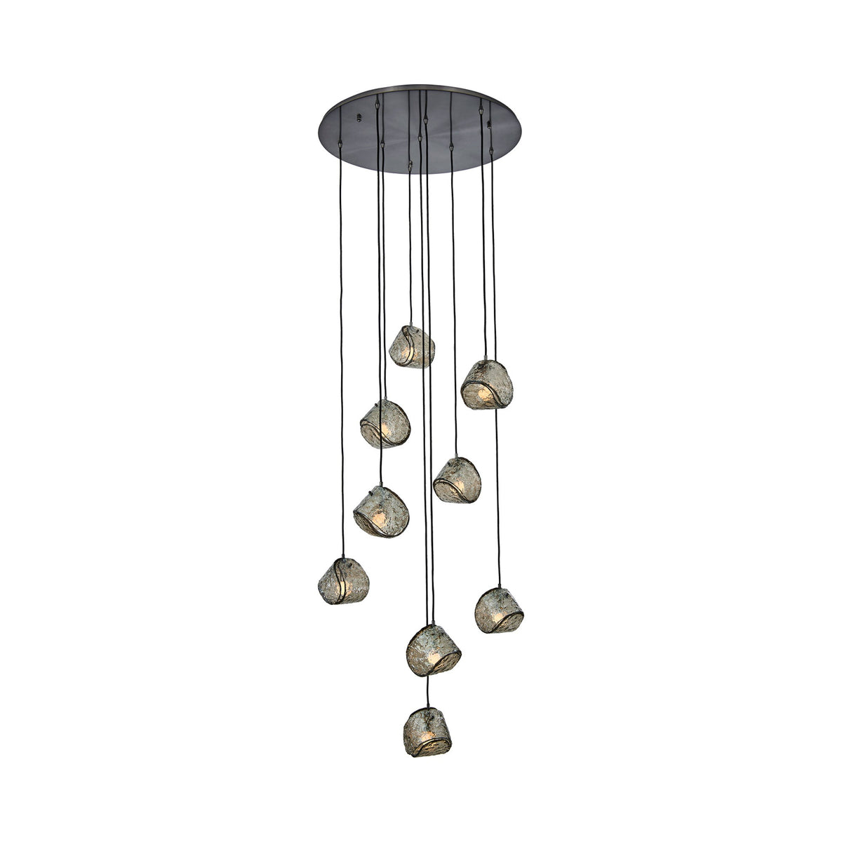 Pallina Multi Light Pendant Light in Satin Black Nickel/Black (9-Light).