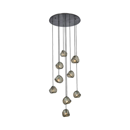 Pallina Multi Light Pendant Light in Satin Black Nickel/Black (9-Light).