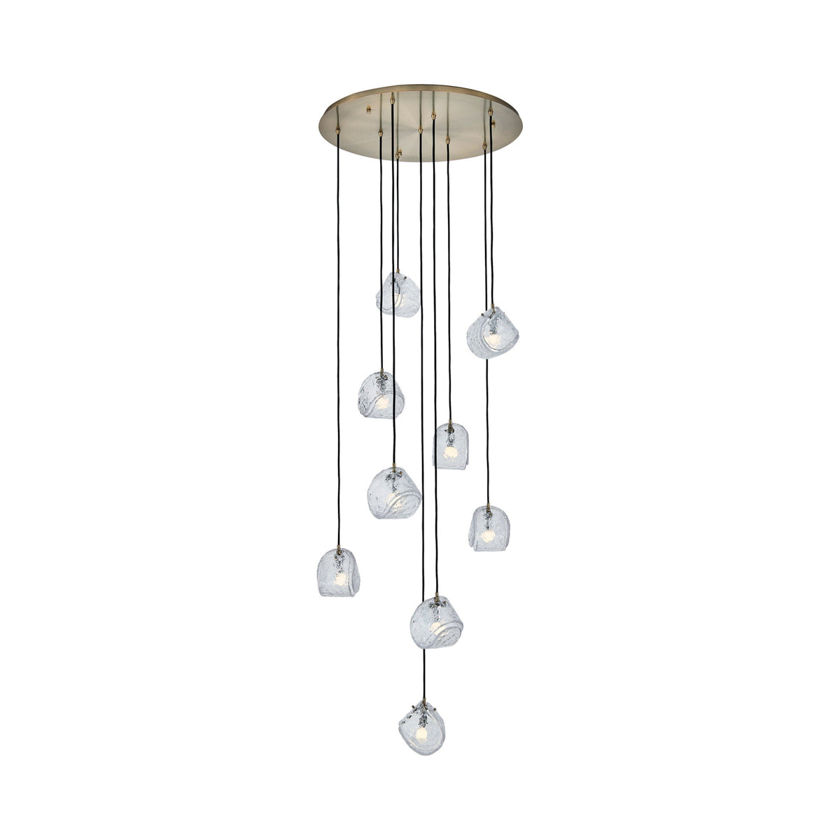 Pallina Multi Light Pendant Light in Winter Brass/Black (9-Light).