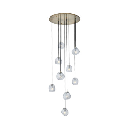 Pallina Multi Light Pendant Light in Winter Brass/Black (9-Light).