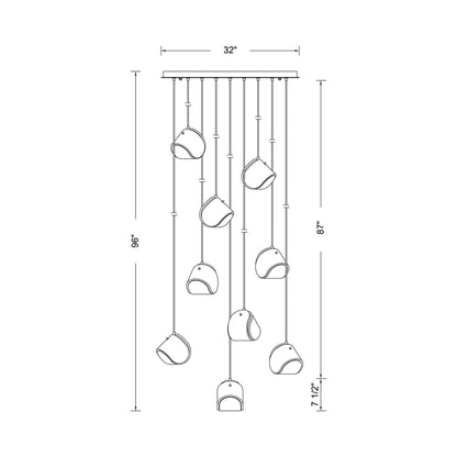 Pallina Multi Light Pendant Light - line drawing.