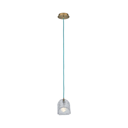 Pallina Pendant Light in Winter Brass/Cyan Blue.