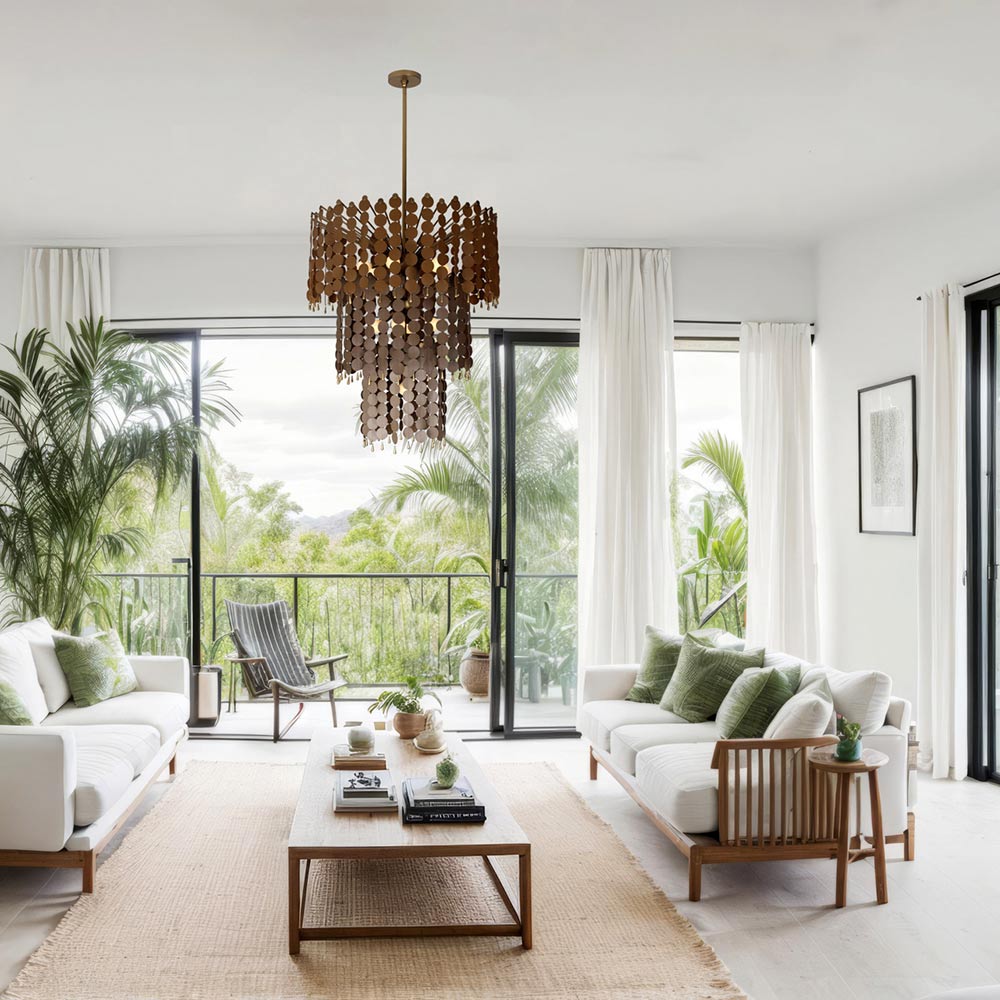 Pelt Chandelier in living room.