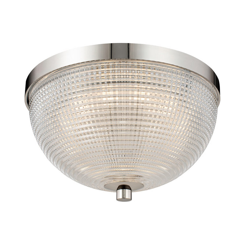 Portland LED Flush Mount Ceiling Light in Polished Nickel (10-Inch).