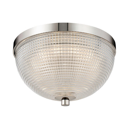 Portland LED Flush Mount Ceiling Light in Polished Nickel (10-Inch).
