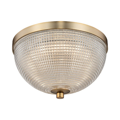 Portland LED Flush Mount Ceiling Light in Winter Brass (10-Inch).